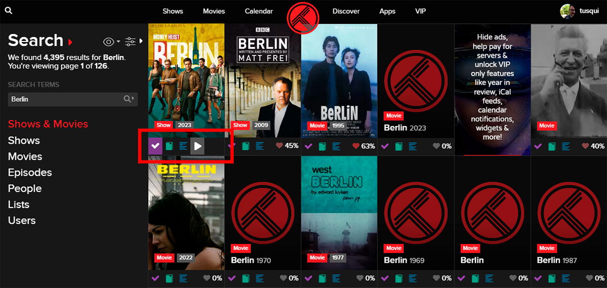 seguimiento de series y películas con Trakt iconos